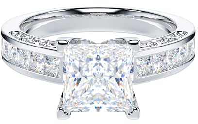 THELANDA All Princess Cut Simulated Center 1.5CT Diamond Sterling Silver Classic Filigree Pattern Promise Engagement Ring For Women (7)