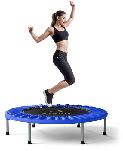 CLORIS 40''/48'' Foldable Fitness Trampoline - Max Load 400lbs / 450lbs, Rebounder with Adjustable Foam Handle Indoor/Outdoor Fitness Body Exercise (36'' Blue)