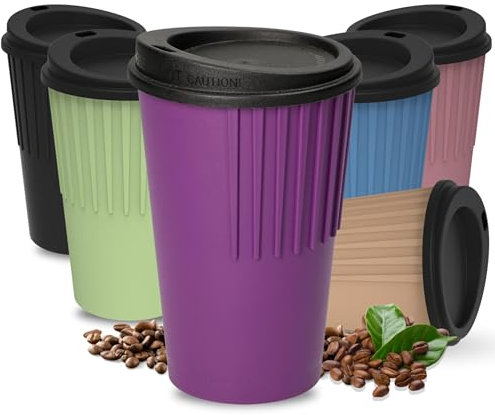 Taza de café para llevar de 300 ml – Taza con tapa y aspecto estriado como protección contra el calor – Vaso sin BPA – Made in Germany Travel Mug perfecto para oficina, coche y universidad, color: