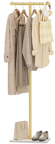 GUOHNHE Perchero de Pie, Colgador de Ropa en Forma de T, 175 cm, Golden
