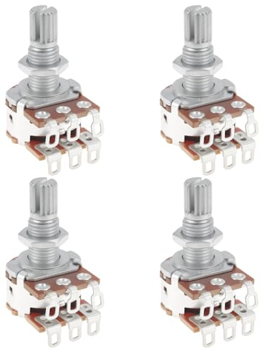 ECSiNG 4 potenciómetros de perilla de doble capa MN250K Potenciómetro de eje cónico lineal adecuado para control de volumen de guitarra y bajo