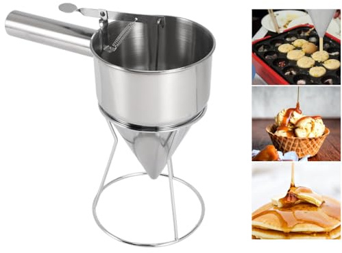 Kopinma degportionerare, pannkaksdegdispenser rostfritt stål, handhållen tratt dispenser, bläckfisk, pellets tratt verktyg handblandare, badrum, tratt baktratt för tårta, desserter