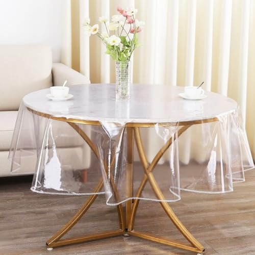 Wapasezyar Nappe Transparente Ronde 180cm, Film de Protection de Table en PVC Résistant aux Graisses, Imperméable, Diamètre 180cm