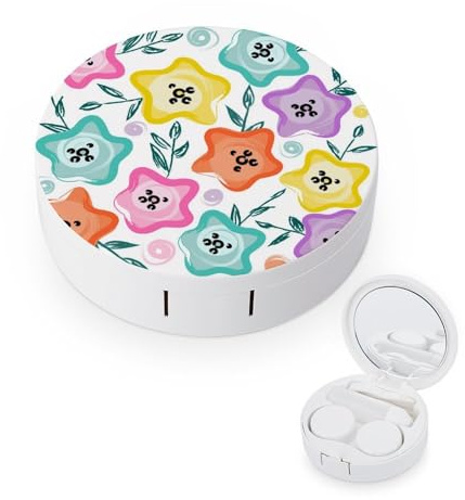 fkgvwo Contact Lens Case Color Flowers Contact Lens Box Travel Kit Portable for Travel & Home