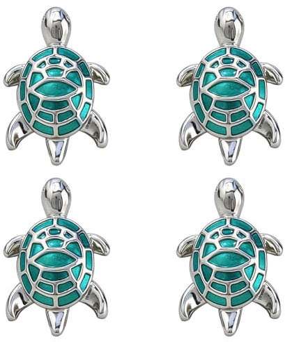 SUPERFINDINGS 4 broches de tortuga de 2,5 cm de diseño vintage con diseño de tortugas, broche de esmalte verde, para ropa, decoración del hogar y festivales