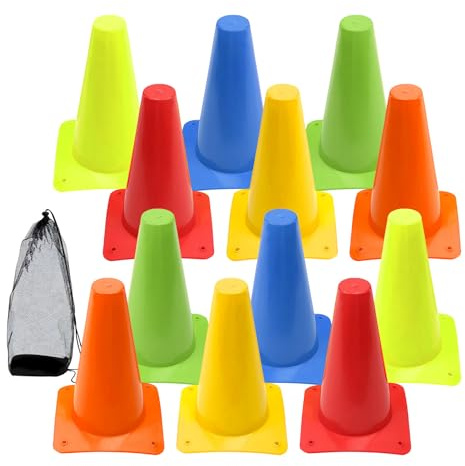 Generisch Markierkegel, 15cm Markierungskegel Fussball, 12pc Hütchen Pylonen Mit Netzbeutel, Trainingskegel Für Sport Fußball Reitsport Hund Skating