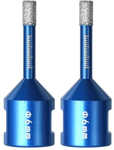 NUTKIT 2 Piezas Broca de Diamante 6MM, Vacío Soldadura, Corona Diamante para Cerámica, Granito, Vidrio, Porcelana, Amoladora Angular- Rosca M14 para Amoladora Angular