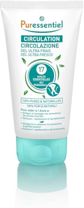 Puressentiel – Blodcirkulation – Uppfriskande kylgel – med 17 eteriska oljor – 100% ren och naturlig – Hjälper till att lindra känslan av tunga ben – 125 ml