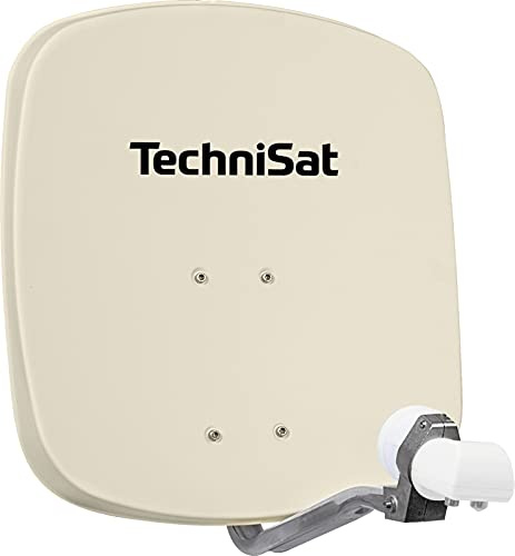 TechniSat DIGIDISH 45 - Satellite Dish for 2 Participants (45 cm Compact Satellite System - including Wall Mount, An-Roof Fitting for Mast Mounting (30-63 mm), and Universal Twin LNB) Beige