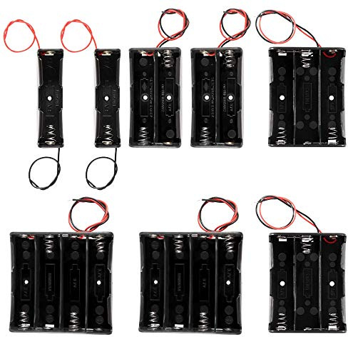 GTIWUNG 8Pcs Porta Batterie 18650, 1/2/3/4 × 3.7V 18650 Custodia 1/2/3/1 Slots, 18650 Battery Clip Holder Batteries Case with Connect Lead for Arduino