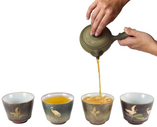4 Stück Keramikbecher, Keramik-Teetassenset Retro-Tee-Becher in Der Chinesischen/Japanischen Kung-Fu-Teehitze-Sake-Becher Japanische Teetasse-Geschenk-Set Sake Cups Teetassen Mit Box Zum Trinken(02)