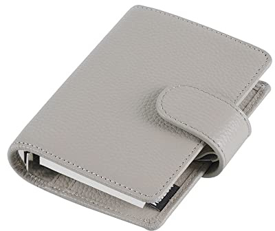 Moterm A8 Regular Ringe Planer - Echtes Leder Binder Organizer Geldbörse (Kiesel-Grau, 15mm Ring)