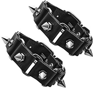 Manfnee Punk Lederarmband Spike Rock Nietenarmband von Männer Frauen Gothic Armbänder Schwarze Einstellbar