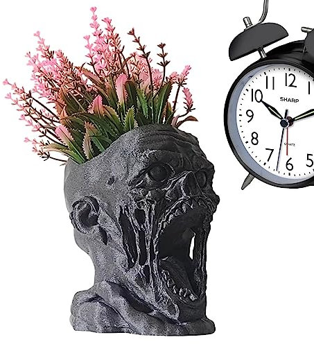Luckxing Totenkopf Übertopf,Halloween Totenkopf Blumentopf - Abflusslöcher entwerfen Pflanzzubehör für Blumen, Luftpflanzen, Kakteen und Sukkulenten