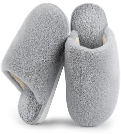 Fluffy Slippers Women,Memory Foam Ladies Slippers for House,Cosy Women's Slippers Faux Fur Lined,Anti-Slip Mens Womens Slippers Outdoor Shoes,Plush Home Slippers for Women,Winter Christmas Gifts