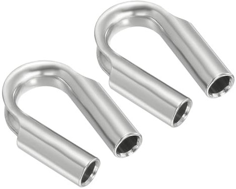 PATIKIL 3/8/ 10mm Wire Rope Tube Thimble, 2 Pack 304 Stainless Steel Rope Thimbles for Towing Rigging, Silver