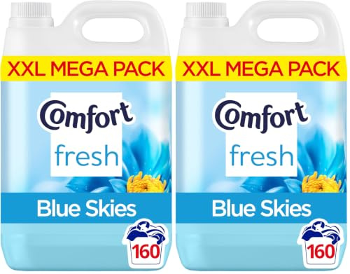 Comfort Blue Skies Fabric Conditioner with Stay Fresh technology for 100 days of freshness + fragrance* 160 wash 5 l, Packaging may vary (Pack of 2)