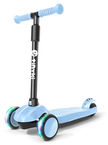 TINYKI Patinete Niño 2 Años a 6 - Altura Ajustable con Ruedas Luces LED - Scooter Niño 3 Ruedas - Patineta Infantil para Niños y Niñas Jugar