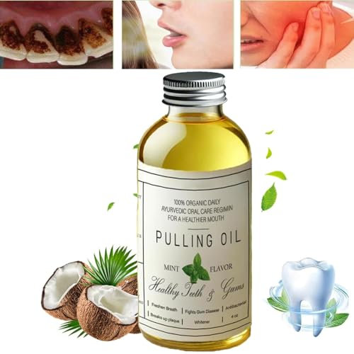 Aceite de coco orgánico puro, 4 onzas, sabor a menta, aceite de extracción de cocofresha, aceite de tracción totalmente natural, potente aceite orgánico de coco y menta, cuidado bucal suave y eficaz,