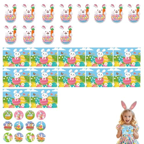 IBMLOMM Paquete de Sobres Festivos - Tarjetas Personalizadas e Invitaciones de Boda, Doble Hojas A, Doble de Cartas para Pascua juego de tarjetas de Pascua con conejo Happy Easter