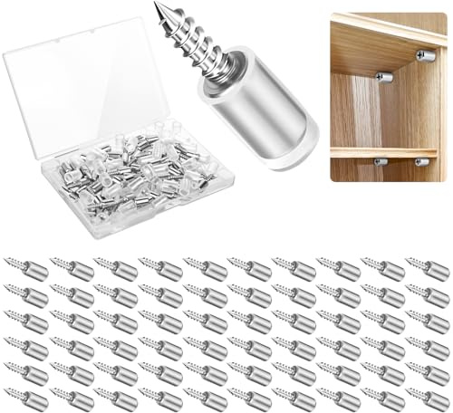 vsshe Paquete de 60 Soportes para Estantes, Soportes con Protección de Goma, Soportes, Pasadores, Soportes de Suelo para Armarios de Cocina, Librerías, Armarios y Muebles