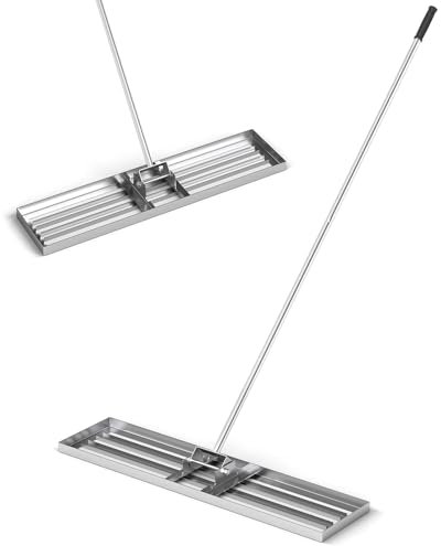 RELAX4LIFE Rasen-Nivellierrechen, Levelingrake Flächenebner mit 170 cm Ergonomischem Griff, Rasenrechen Metall, Rasenwerkzeug für Garten Golfplatz Hinterhof (Silber,106 x 25 cm)