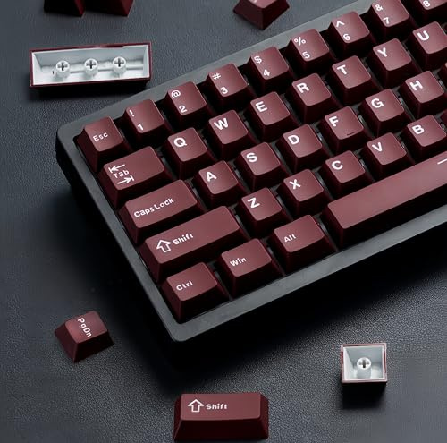 dagaladoo Double Shot PBT keycaps Set, Cherry Profile Keyboard Keycap | 126-keys retro key caps full size,Custom keycaps for 60% 65% 75% 100% MX switch Mechanical Keyboard,Dark Red