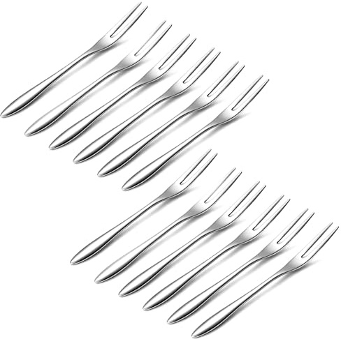 12 PCS 5 Inch Crab Stainless Steel Forks,Small Cocktail Salad Dessert Forks 3 Prong Tasting Appetizer Fork Oyster Fork Portable Stainless Steel Dinnerware for Tasting Crab Escargot Party Travel