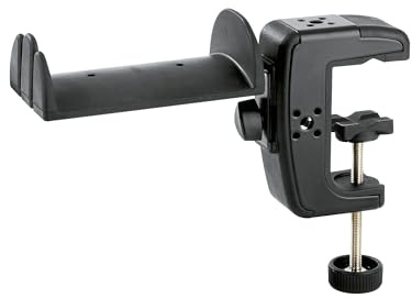 K&M Headphones, Black, Universal Support, Portable Electronic Device Stand, Steel Construction, Rubber Covered Support, 16085.000.55