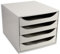 Exacompta 228606D Ablagebox Office mit 4 Schubladen für DIN A4+ Dokumente. Ecobox mit hoher Kapazität für mehr Platz auf dem Schreibtisch Big Box Grau
