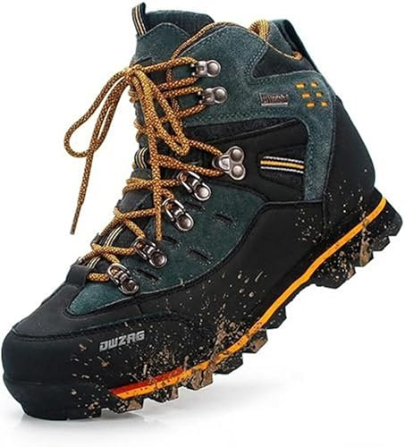 SANANG Scarponcini da Trekking in Pelle da Uomo, Suola Antiscivolo, Scarpe da Alpinismo per Sport Invernali All'Aperto, Giallo, Rosso, Blu, 40-46