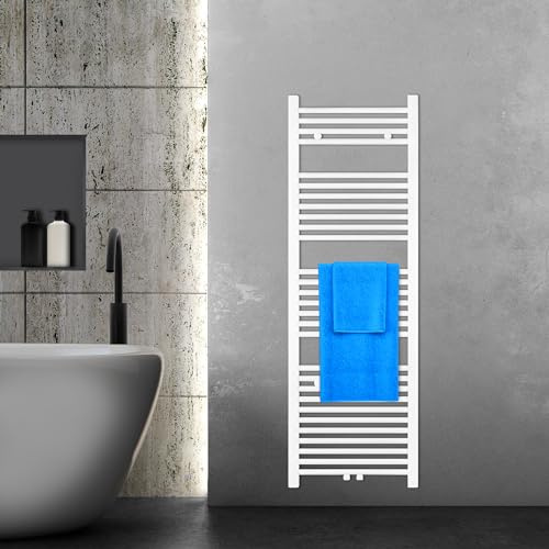 VILSTEIN® Badheizkörper [150x50cm] - Handtuchheizkörper Elektrisch Nutzbar - Handtuchtrockner Badezimmer - Handtuch Heizkörper Bad mit Seitenanschluss - Handtuchheizung - Wandheizkörper (Weiß)