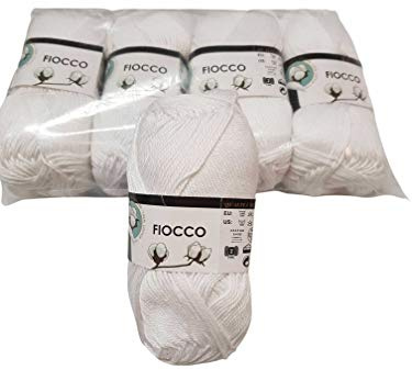 Tresfere Cotone per Maglieria Fiocco, Bianco, Pacco 250g