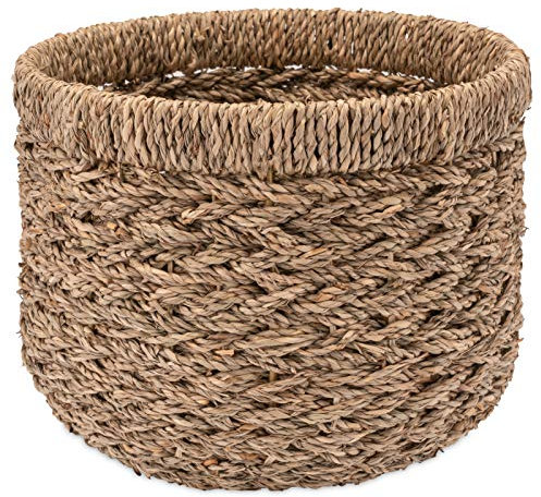 Decorasian - Cesto portaoggetti, rotondo, intrecciato, sostenibile, in crine vegetale