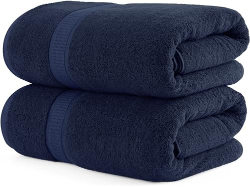 Utopia Towels - 2er Pack Saunatücher 80x200 cm Saunahandtuch 100% Baumwolle mit Aufhängeschlaufe, große Badetücher, saugfähige XXL Handtücher (Marineblau)