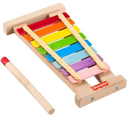 Fisher-Price Musikspielzeug für Kleinkinder, Holz-Xylophon, 2 Holzteile für die spielerische Entwicklung für Kinder ab 2 Jahren, HXV13