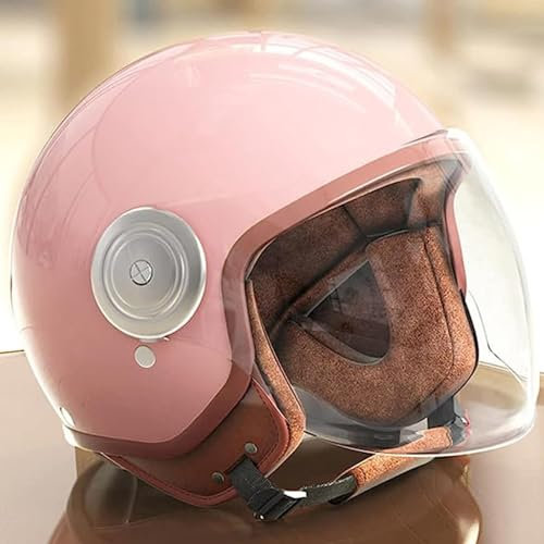 Open-Face-Motorradhelm Für Kinder Mit Visier, Half-Face-Scooter-Cruiser-Helm, Geeignet Für Damen, Herren, Moped, Bobber, Cafe Racer, Vintage-Straßenfahrradhelm, DOT/ECE-Geprüft F,50~64cm