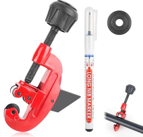 Cortatubos Ajustable de 3 a 30 mm, Cortatubos Cobre con Rueda de Repuesto, Marcador y Hoja Desbarbadora, Cortador de Tubos de Tipo Trinquete para Cortar Tubos de Cobre, Aluminio, Acero Inoxidable