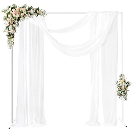 HuKaiL Arco per tralicci in metallo, quadrato, bianco, per matrimonio, con portata fino a 10 kg, per feste di compleanno, cerimonia, anniversario, matrimonio, 2 x 2 m