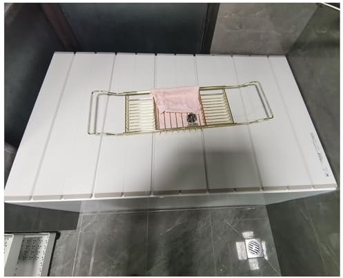 Vassoio di copertura per vasca da bagno con pannello isolante scalabile per bagno, SPA, pieghevole, multifunzione, coperchio per vasca da bagno 1 cm di spessore, ideale per bagno al latte, 120 x 75 cm