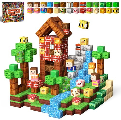 KIDCHEER Bloques de Construcción Magnéticos de 100 Piezas - Bloques de Bosque, Juguete de Construcción Educativo, Regalo para Niños y Niñas de 3 a 10 Años