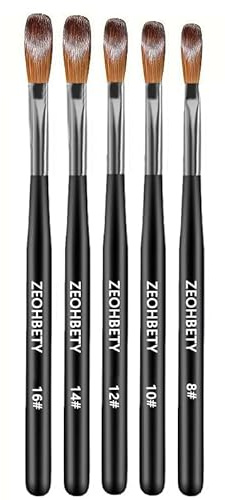 Set di pennelli per unghie acriliche, 5 pennelli per unghie in polvere acrilica per applicazione acrilica, pennello per nail art per intaglio e design di dettagli, strumento per manicure di estensione
