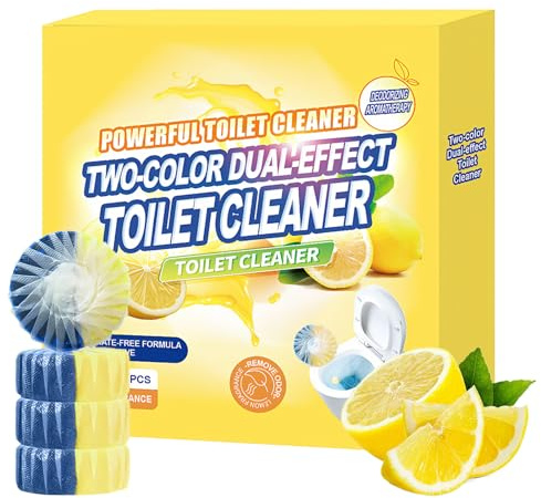 Tablettes pour réservoir de chasse d'eau, nettoyant WC, tablettes WC parfum citron, la formule bicolore à double effet assure un nettoyage puissant et un parfum longue durée, empêche le calcaire et la