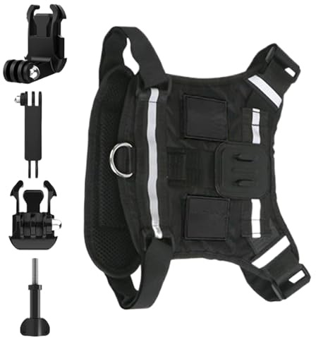 GkgWuxf Arnés para Perro, Ajustable con Base de Montaje, Soporte Grande para cámara de acción, para Caminar al Aire, Entrenamiento, Viajes, Deportes, fotografía