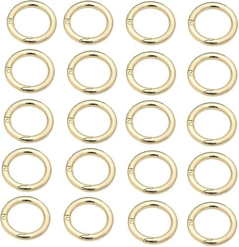 Granmagazz, moschettone ad anello, 20 pezzi, in metallo, per primavera o anelli, in metallo, resistente, antiruggine, per portachiavi, artigianato, fai da te, accessori per borse (oro)