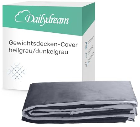 Dailydream Funda para manta de peso para adultos 135 x 200 cm | Bicolor Gris | 100% Algodón | Funda de recambio | Lavable | Transpirable y agradable para la piel