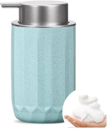 Refillable Ceramic Silver Pump Hand Soap Bottle with Disinfectant for Bathroom and Kitchen(Green)