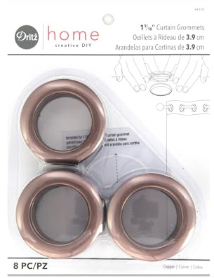 Dritz 1-9/16-Inch Inner Diameter Plastic Curtain Grommets, Pack of 8, Copper