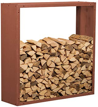 prima terra Kaminholzregal Kaminholzunterstand Brennholzregal Kaminholz Aufbewahrung Bausatz Edelrost Maße 118x118cm Tiefe 35cm