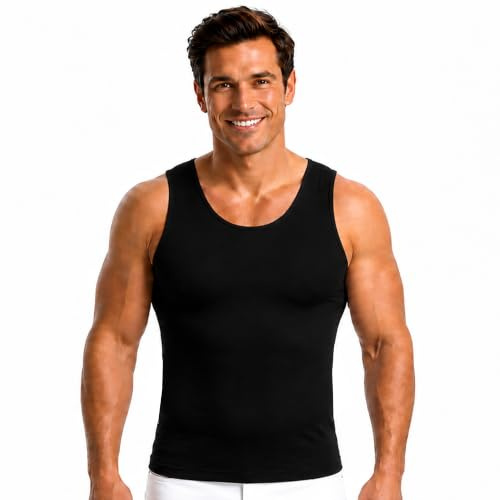 Insta Slim Made in USA Men’s Compression Slimming Tank Top Shaper, Black M